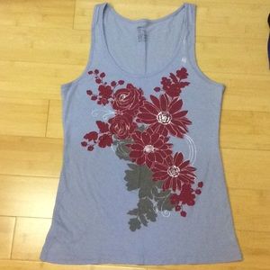 Light blue tank with floral design, racerback